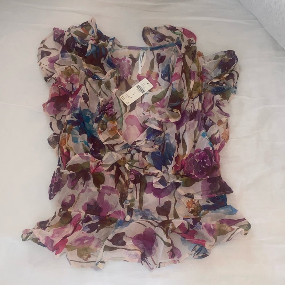 Anthropologie sleeveless ruffle blouse